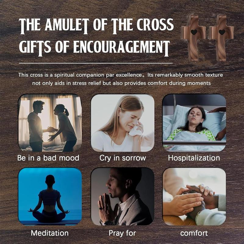 Handmade (3/6/10/20) Pcs Pocket Wooden Cross Fidget | Wooden Cross My Heart - Religious Ornaments Gift for Children and Adults, Rustic Style Decor Pocket Olive Wood Cross Set for Christian Faith, Baptism, Prayer