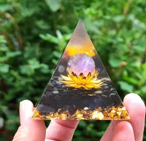 Amethyst Crystal Sphere Orgone Pyramid - Non-natural Crystal Decorations