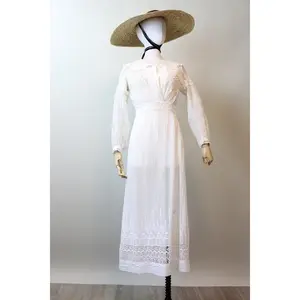 1910 ANTIQUE cotton lace edwardian lingerie dress xs | new spring