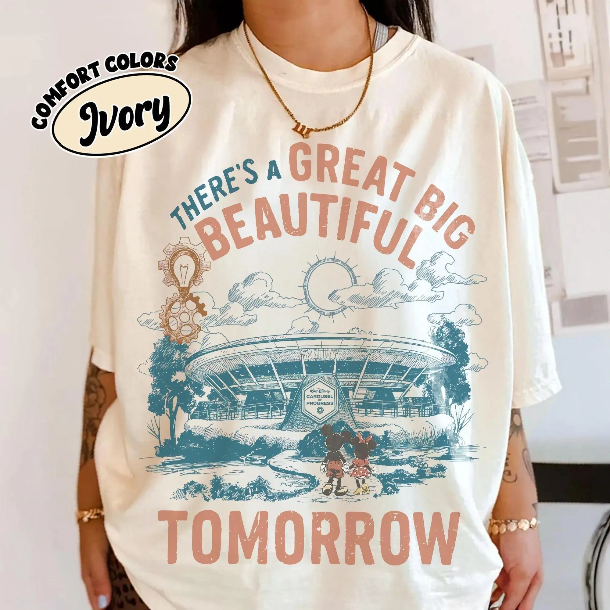 Retro 90s WDW There's a Great Big Beautiful Tomorrow Comfort Colors Shirt, Magic Kingdom WDW Tee, Family Trip 2026 Shirt