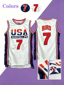 Men's Usa Basketball 7 Number Jersey, Vintage Embroidered Breathable Training Top, Sleeveless Sports Shirt, Sizes S-Xxxl, Throwback Jersey