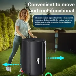 Heavy-Duty Collapsible PVC Rain Barrel, Large Capacity 200 Gallon Foldable Outdoor Water Storage, Durable Black PVC Construction with Spill-Resistant Design, Easy-Fill Spout & Space-Saving Foldable System, for Garden, Lawn, Car Washing & Irrigation