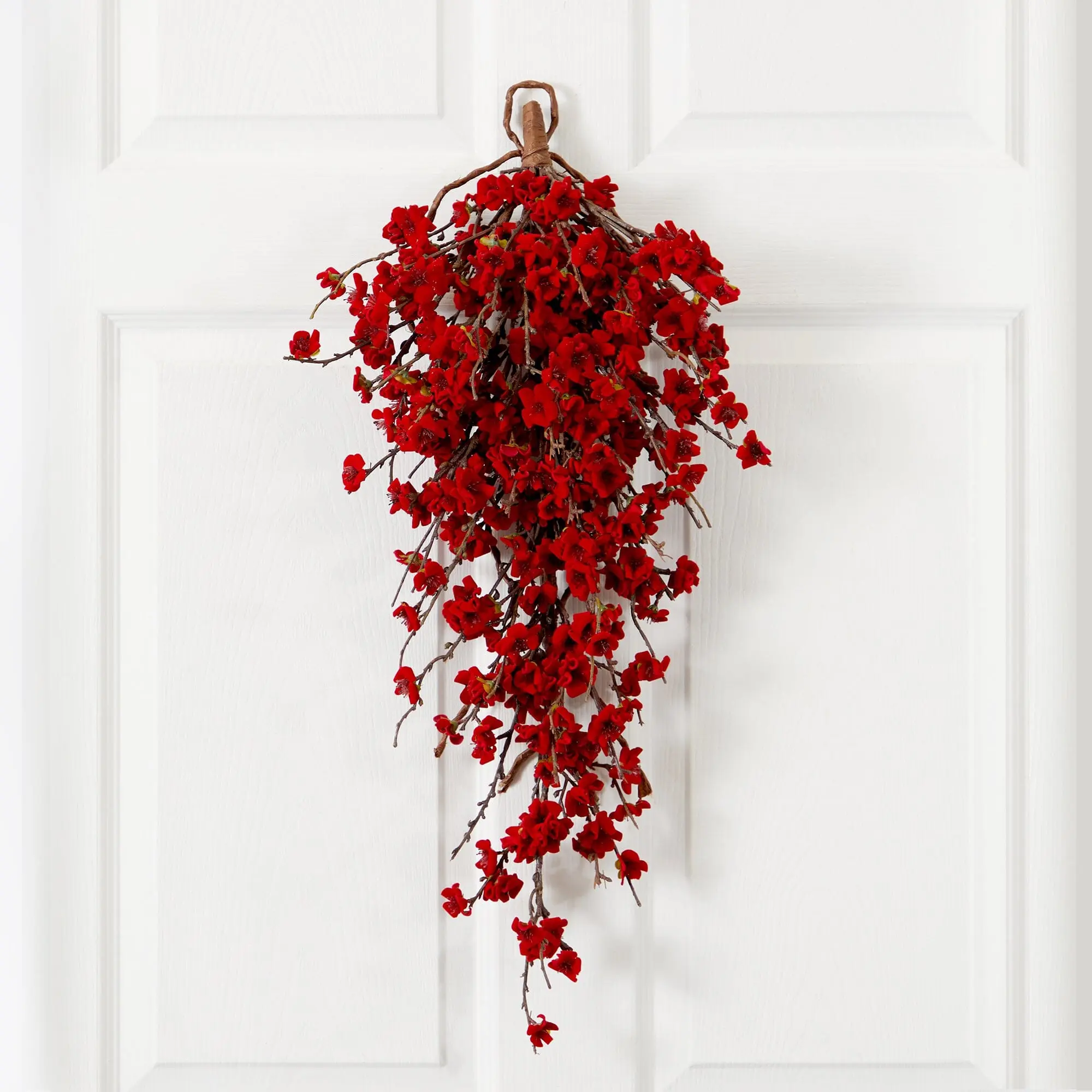 28” Hanging Artificial Plum Blossom Teardrop Floral Decor, Home Decor Gift for Home Supplies, Artificial Plants, 25 To 29 In