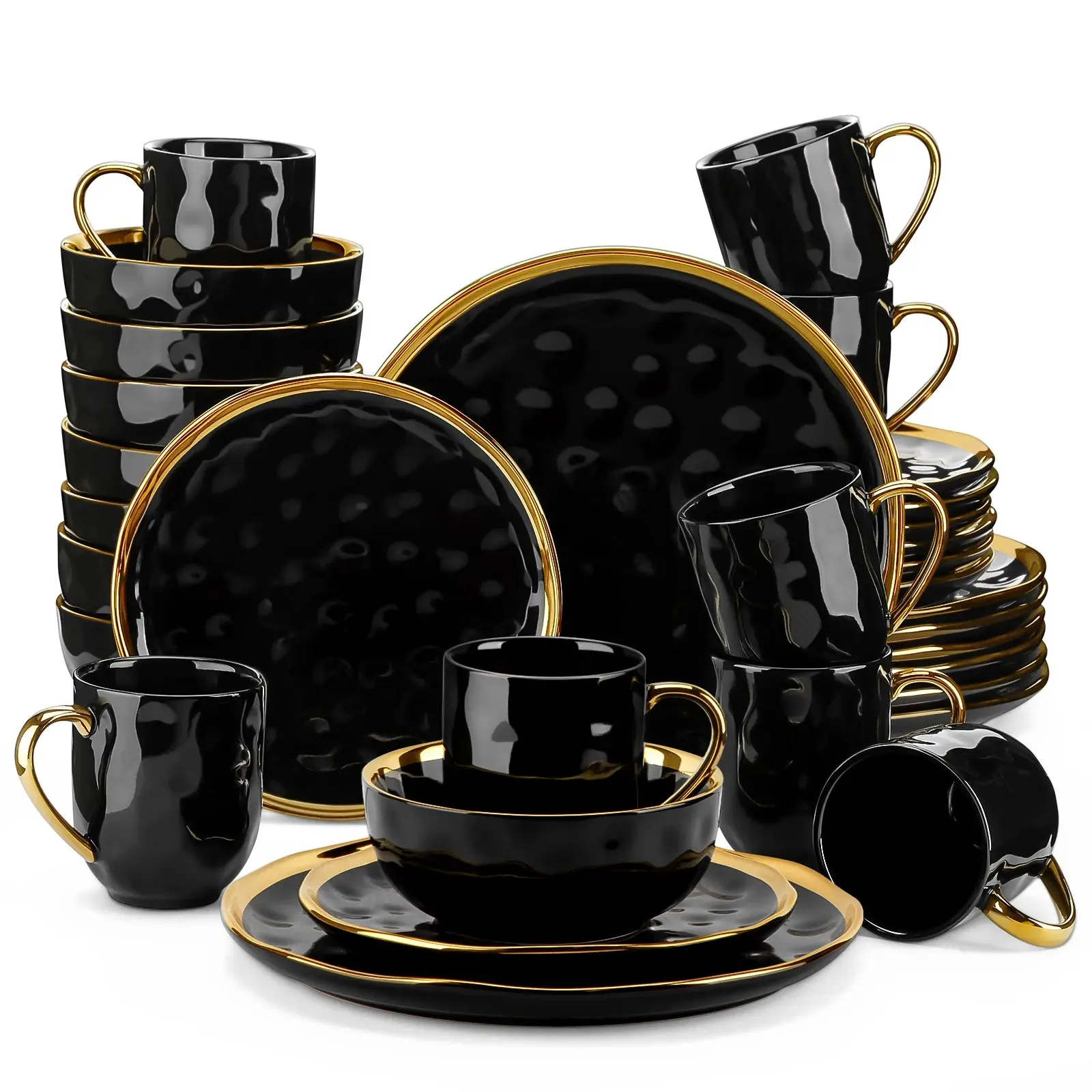 16 Piece Black Dinnerware Set