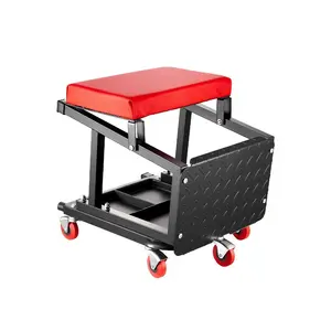 VEVOR Mechanic Stool, 300 lbs Capacity Garage Seat/Stool with Wheels, 360 Swivel Rolling Workshop Stool with Tool Tray, Mechanics Creeper Seat/Step Stool, for Garage, Shop Auto Repair, Black