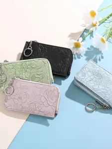 Women's Zipper Card Holder with Embossed Design, Large Capacity Multi-Card Wallet, Lock Keychain Coin Purse, 2026 New Style