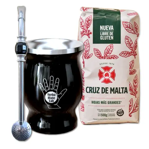 Beginner's Yerba Mate Kit - Stainless Steel Gourd, Bombilla & Yerba