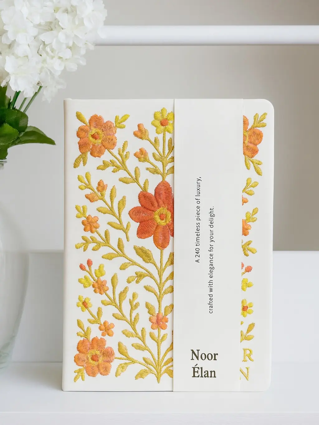 Noor Élan Petalpoise Luxury Embroidered Journal with Premium Floral Cover for Daily Reflections & Creative Writing