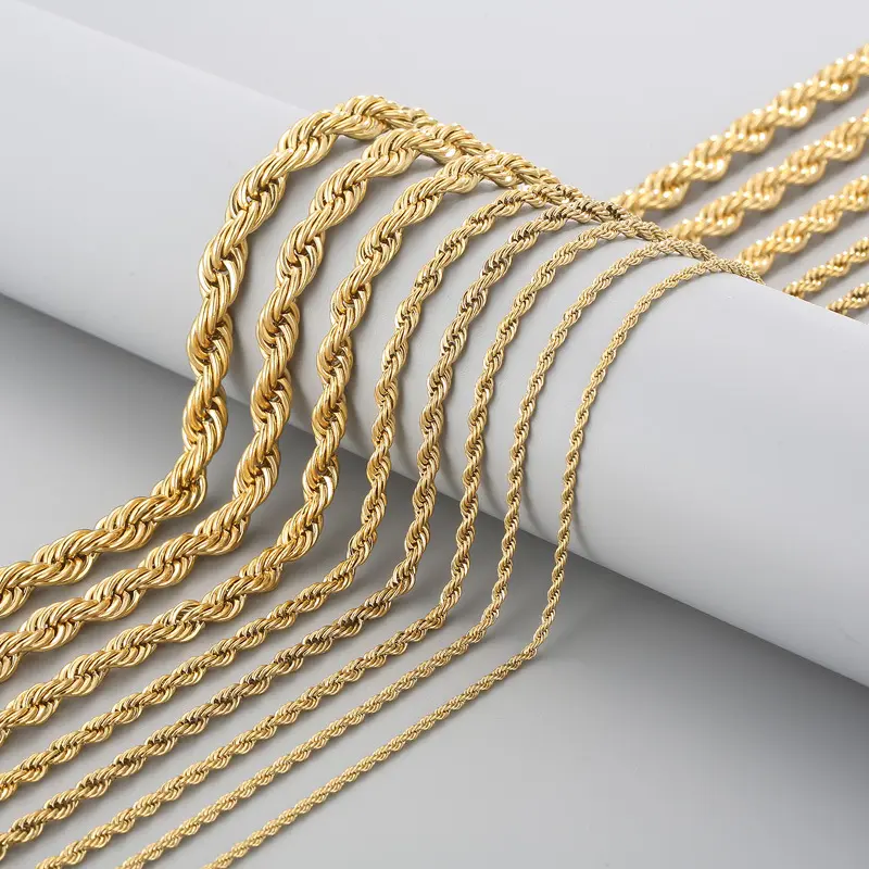 GAB Twisted Rope Cuba  Link Stainless Steel Chain Necklace,3/5/7mm,22ih, for Men Women Fashion Gifts ,Cool gift