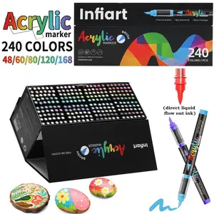 48-240 Colors Liquid Ink Acrylic Marker Set, Quick-Dry Non-Toxic Pens for Canvas, Fabric, Rock, Ceramic, Wood, Glass, Artist Supplies, Gift Box Included