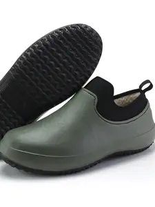 Winter Large Size Kitchen Rain Shoes, Couple Fleece Lined Cotton Shoes, Waterproof Anti-Slip Wear Resistant Wash Car Fishing Shoes 35-48