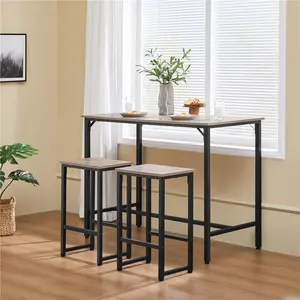 Costoffs 3-Piece Industrial Compact Counter Height Table Set with 2 Backless Stools - Furniture Set for Kitchen, Living Room, Apartment & Studio Apartment Furniture