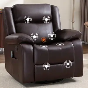 [BacktoSchool]Swivel Rocker Recliner Chair, Manual Rocking Glider Massage with Heat and Armrests, Upholstered Recliner Chair for Various Spaces Such as Iiving Room.