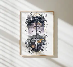 Fourth Wing Art Print, Violent Little Thing, Rebecca Yarros, Fantasy Sword Art, Fantasy Bookish Wall Art Poster Prints (Unframed)