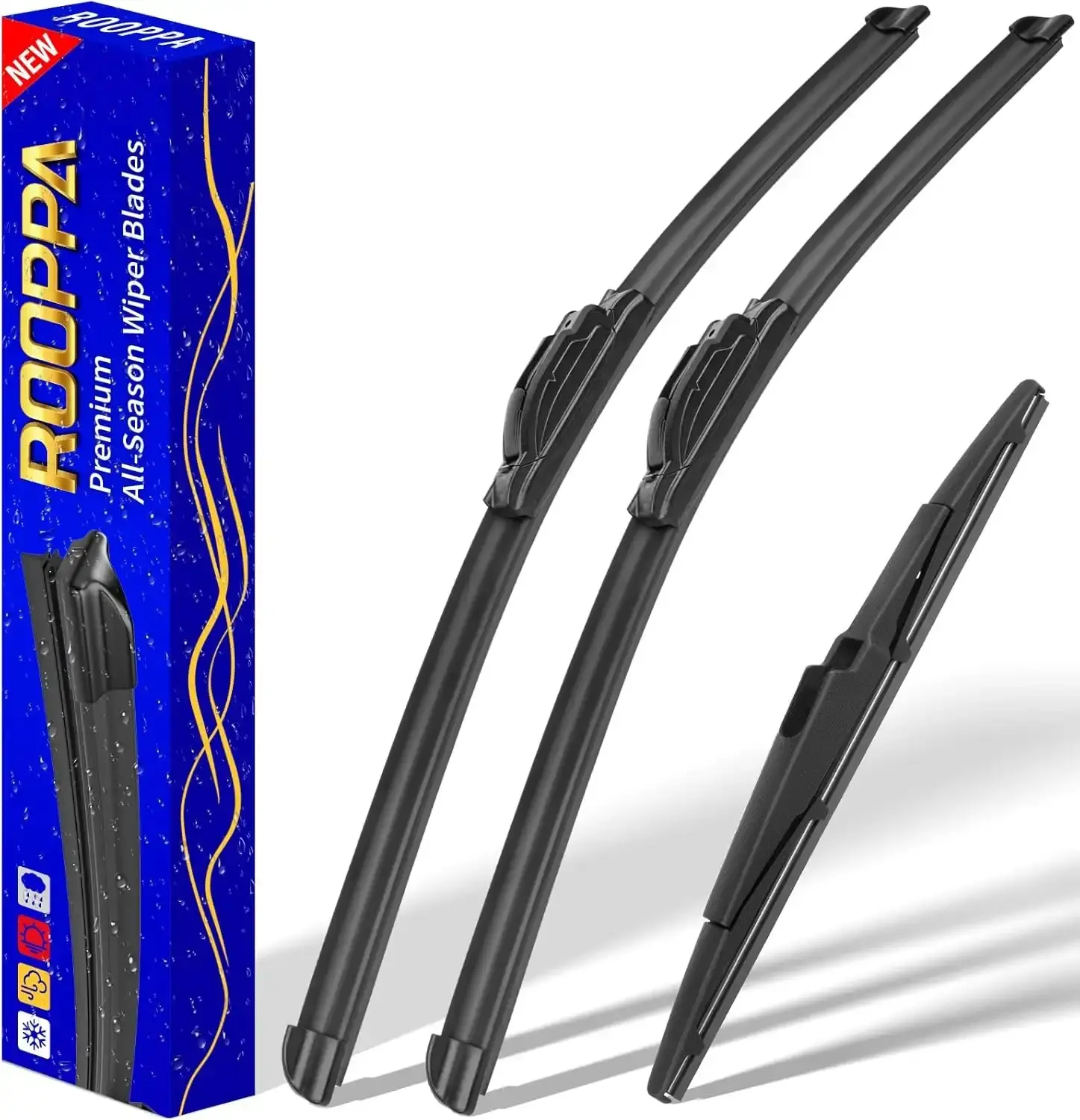 3-Piece J-Hook Windshield Wiper Blades Set - 26"/18"/13" Original Equipment Replacement for 2015-2021 Kia Sedona,2020-2025 Kia Telluride, with Rubber, Pinch Tab, Top Lock for More Driving Visibility, Natural Rubber, All-Season, Multi-Size
