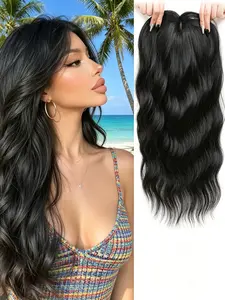 Black Wavy Clip-In Topper! Realistic scalp design, premium synthetic hair, instantly add natural volume to thinning hair, embrace stunning look and max confidence
