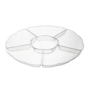 12 inch Clear Plastic Round 6 Compartment Serving Tray