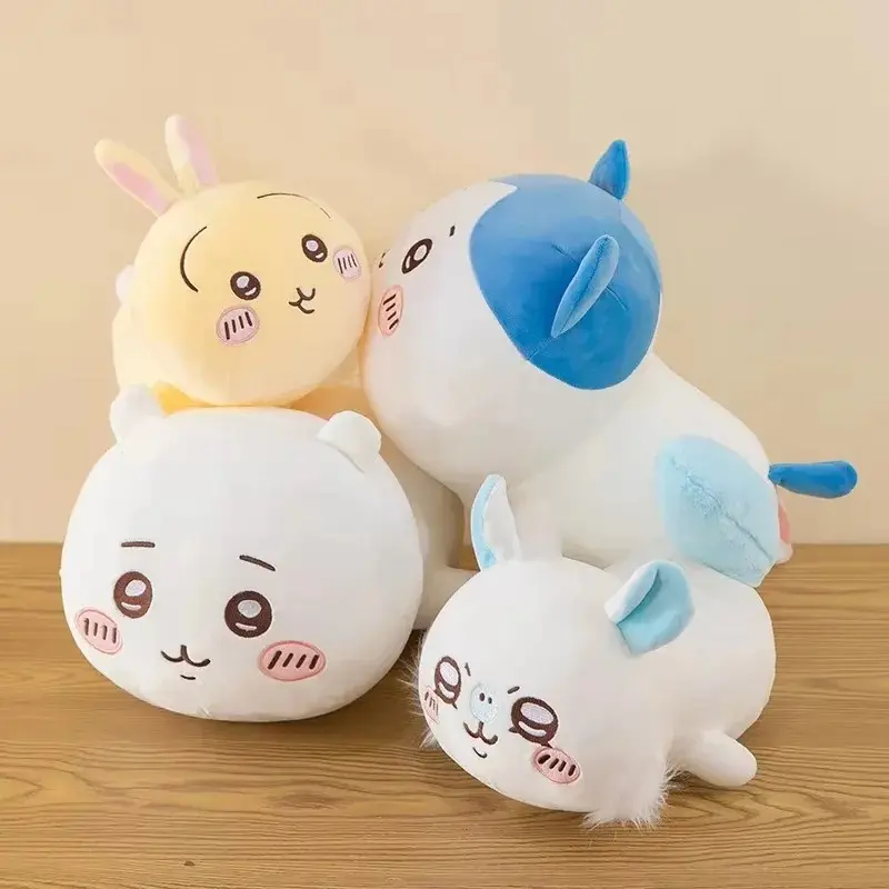 Super Soft Chiikawa Series Japanese Anime & Manga Long Plush Pillow - Unisex Hachiware Stuffed Doll, Plush Fabric, Soft Touch, Ideal Gift for Anime Lovers