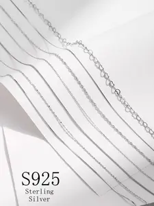 925 Sterling Silver Elegant Chain Necklace, Fashion Jewelry for Party, Daily Clothing Decor, Trendy All-match & Exquisite Jewelry for Birthday Gift, Cuban Chain, Cuban Chain Link