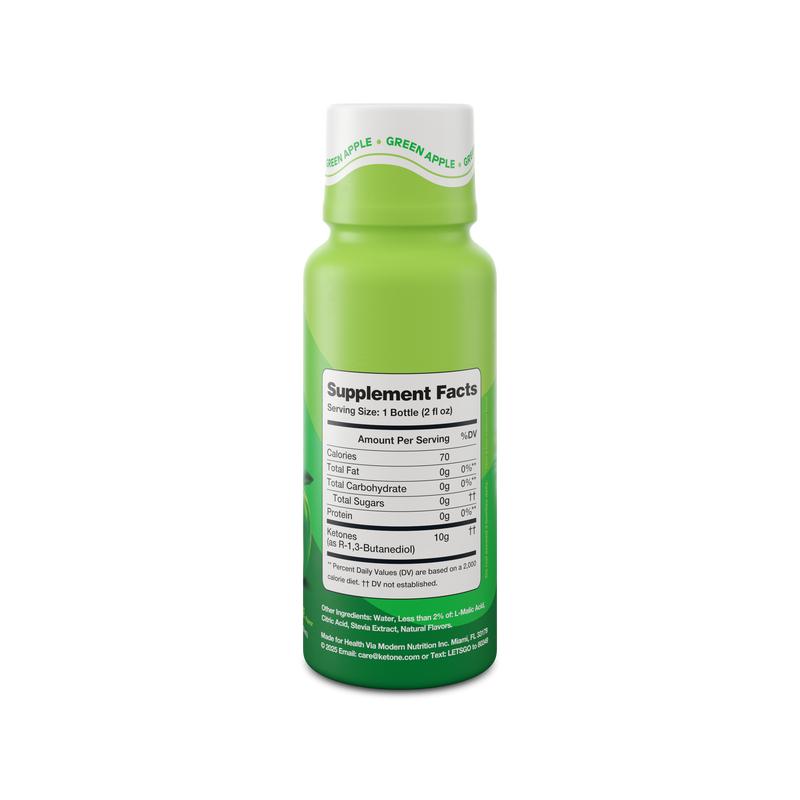 Ketone-IQ No Caffeine Energy Shot | Green Apple Sport Drink