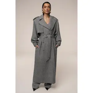 Herringbone Oversized Trench Coat