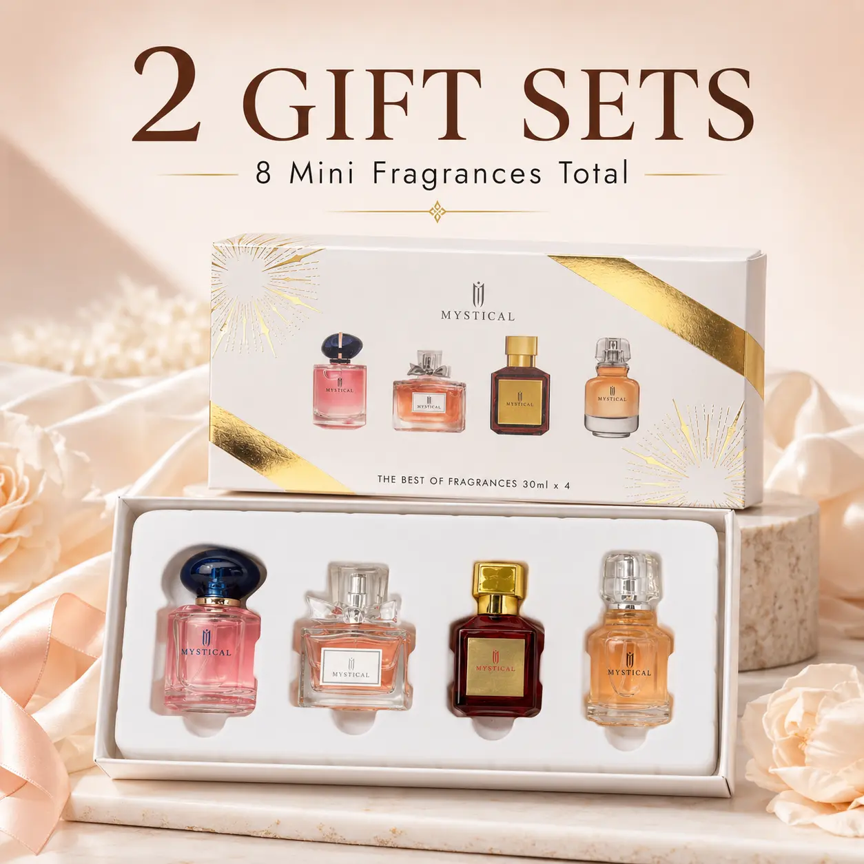 Women's Mystical Luxury Floral Perfume Gift Set - 2-Pack with 8 Mini Fragrances Total, Elegant Unisex Fragrance Box
