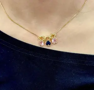Kids Birthstone Interlocking Necklace For Family, Cute Sentimental Mother Child Bond Pendant Jewelry, Dainty Personalized Keepsake, Ready to Gift Graduation Gift for Daughter Teen Girls