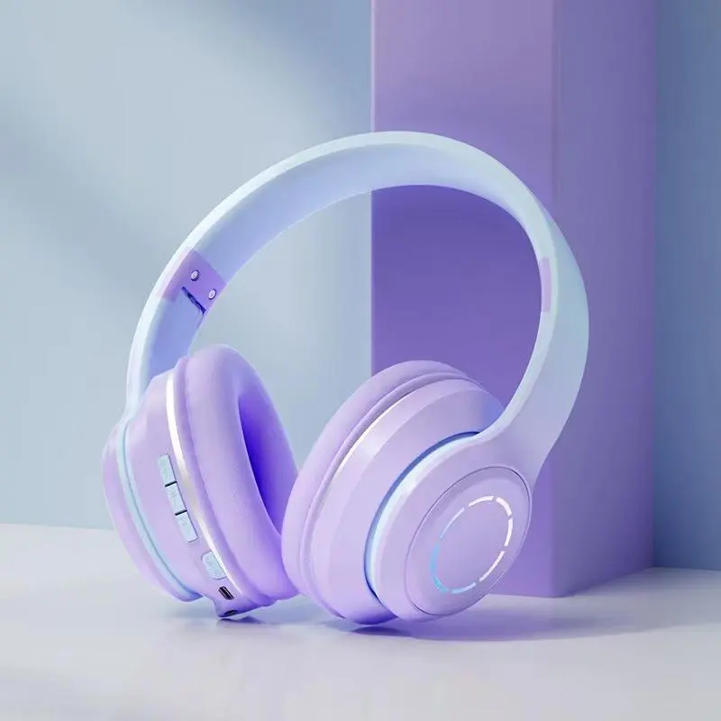 Wireless Head Mounted Headphone, Foldable Noise Cancelling Bluetooth-compatible Headphone with Built-in Microphone, Stereo Sound Headset, Built In Headphones for Electronic Devices