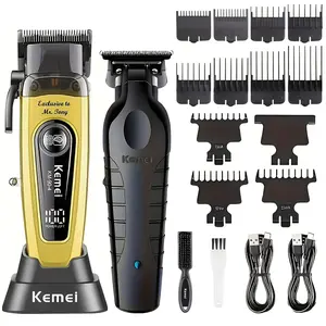 Km-2299+km-90-4 Electric Trimmer Set, USB Rechargeable Lithium Battery, Cordless Hair Clipper, Professional Men's Grooming Kit