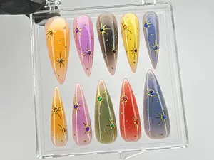 Terra Nails – Galaxy Inspired Press On Nails | Taylor with Luxurious Art | Hand-Painted Cosmic Press Ons | Stunning Galaxy Nail Charms