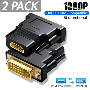 2-Pack DVI-D Male to HDMI Female Adapter for HDTV PC Monitor Projector Blu-ray - Supplier Warranty