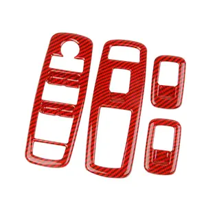 Red Carbon Fiber Window Lift Trim Switch Panel Cover Trim for Dodge Charger 2011+/ Chrysler 300 2015-2021