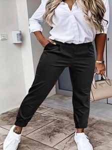 【plus size】 solid color pants, casual comfy trousers for daily wear, women's bottoms for all seasons