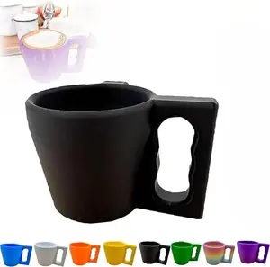 Ice Cream Pint Holder, Reusable 3D Printed Ice Cream Pints Cozy with Spoon Antifreeze Handle, Desserts Cup Cozy Holder, Leak Proof Insulated Popsicle Sleeve, Unique Gift Icecream Lovers (Black)