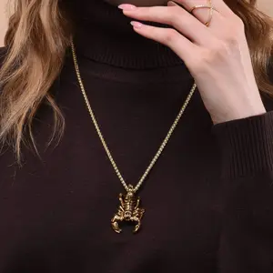 FindChic Scorpio Necklace Pendant Golden Chain Zodiac Constellation Jewelry For Women Men