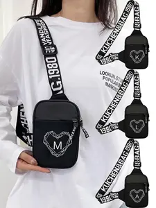 Fashion Letter Pattern Sling Bag, 1 Count Casual Versatile Chest Bag for Women, Outdoor Running Chest Pack for Men, Yoga Bum Bag