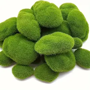 18pcs Artificial Moss Stone Set, Three Sizes, Ideal for Fairy Gardens, Floral Arrangements, Craft Projects, Decorative Use, Plants