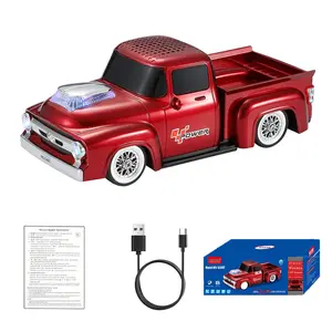 WSTER WS-538 Retro Pickup Truck Bluetooth Replica Speaker – Portable Wireless Car Model Speaker with FM, TWS, LED Party Lights, USB/TF Playback, Built-in Microphone, Type-C, Surprise Gift