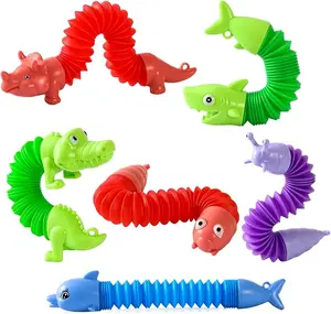 Pop Tubes Animal Fidget Toys for Kids – Sensory Toys for Toddlers Ages 3-4, Stretchy Noise-Making Party Favors & Stress Relief Toys for Kids 3-8