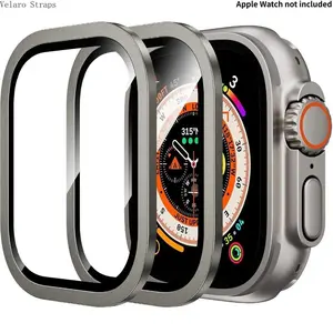 2-Pack Titanium Frame 9H Glass Screen Protector for Apple Watch Ultra 49mm
