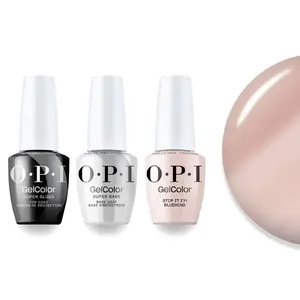 OPI Intelli-Gel Combo - Super Base Coat, Super Gloss Top Coat & T74 Stop It I'm Blushing, FREE Nail Sticker