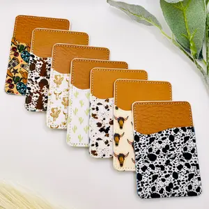 Western Cow Pattern Phone Wallet - Stick-on Design for Easy Attachment - Phone Accessory