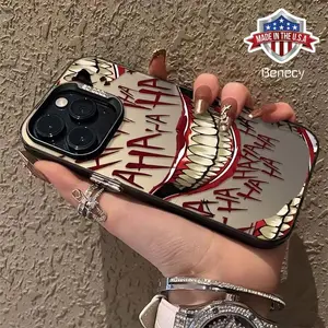 Crazy Joker Smile Grotesque Phone Case For iPhone 16 15 14 13 12 11 Pro Max XR XS Max 78 Plus MINI Y2K Creative Fashion Cover Screen Protector Casing Cellphone Protection