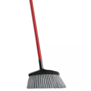 15 in. High Power Rough Surface Angle Broom with Steel Handle Extra Wide Design Thick Stiff Fibers Angled Cut for Versatility Durable Construction