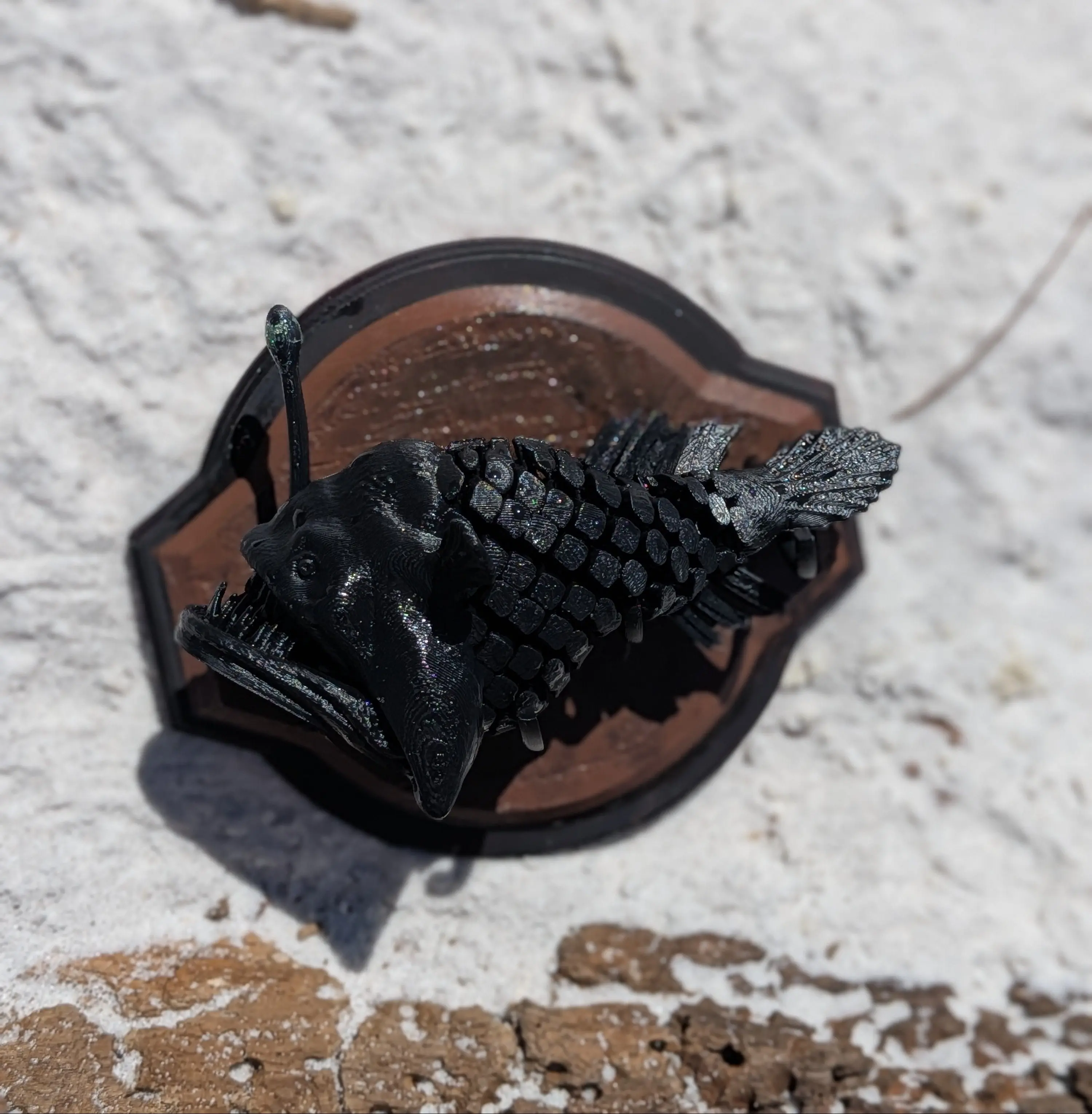 Taxidermy Anglerfish Fidget, Articulated Wall Mount Fish, Gothic Wall Decor