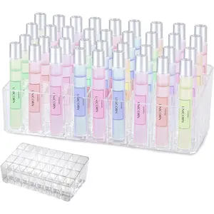Rollerball Perfume Organizer, Beauty Scent Holder, 36 Space Clear  Perfume Organizer Refillable Container Tall Scented Oil Storage Display Case, Makeup Lipgloss Lipstick Display Case