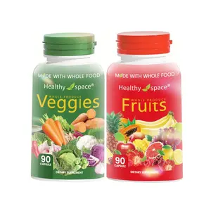 Fruit and vegetable vitamin dietary supplement natural pure plant extract, suitable for women, men and children 90 fruit capsules 90 vegetable capsules 1 set Edible Fitness Healthcare