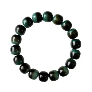 Matcha Chocolate Bodhi Bracelet Handmade Unique Bodhi Seeds Adjustable Meditation Beads Stress Relief Toy for Students Adults Men Women Finger Spinning Perfect Halloween Gift pulsera sanadora playing tour wristband