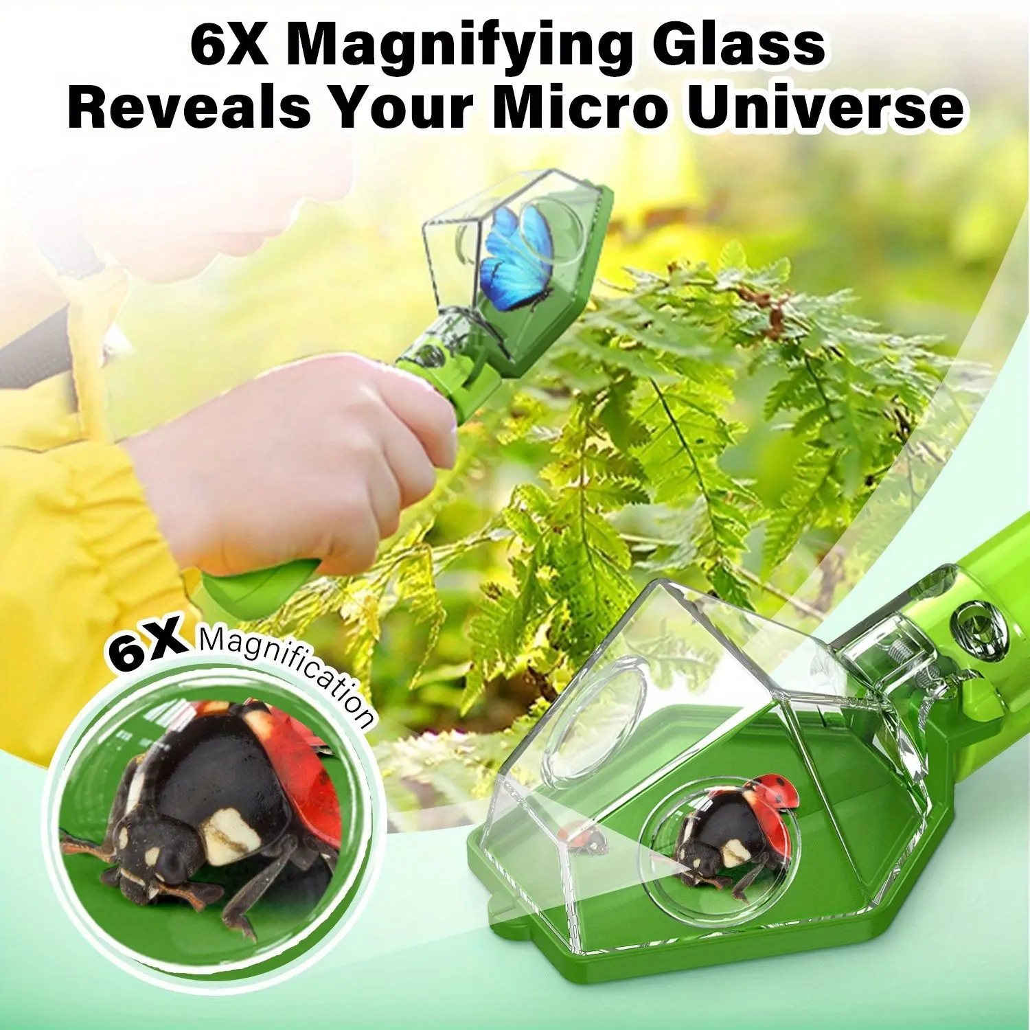 Handheld Portable Insect Catcher Observer with 6x Magnifier, Educational Exploration Learning Tool for Indoor and Outdoor, Perfect Gift for Explorers