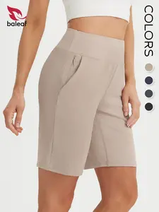 BALEAF Women's Bermuda Shorts 9" Knee Length High Waisted Long Shorts with Zipper Pockets, Active Athletic Golf Shorts for Women, Tummy Control Multi-Purpose Lightweight Stretch UPF 50+ Sun Protection for Walking Travel Running Hiking Gym Workout Teacher
